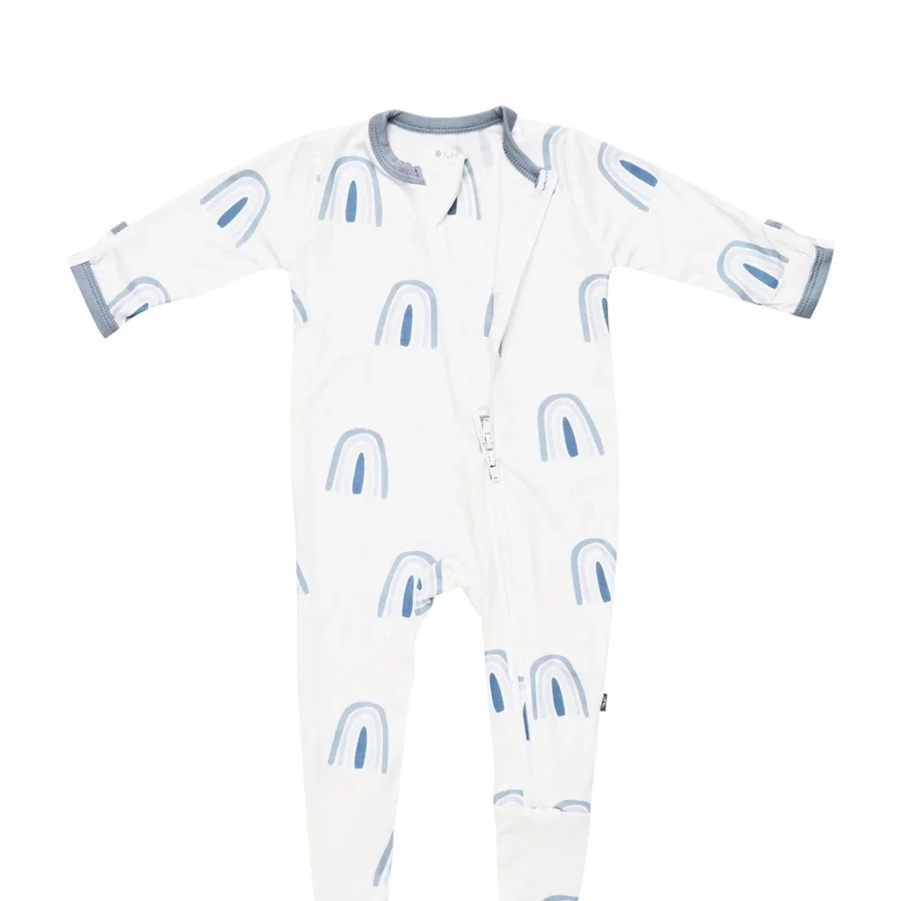 - Kyte BABY Zippered Footie in Fog Rainbow NWT - Picture 4 of 5